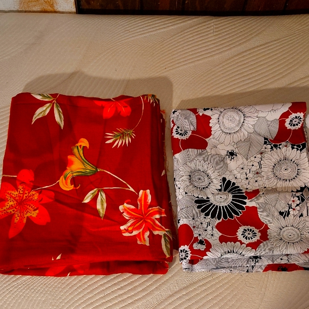 Floral Red and Black Fabric Bundle
